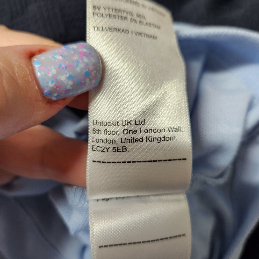 UNTUCKit Mens Short Sleeve Regular Fit Ceasar Polo Shirt XL Sky Blue W/ pocket - Picture 7 of 10
